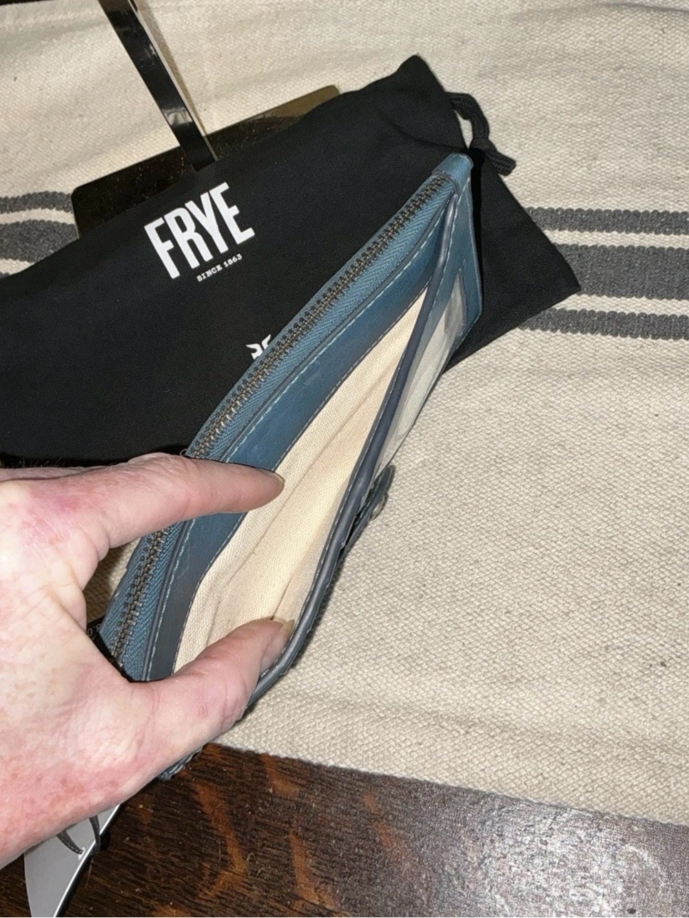 NWT Frye Melissa Leather Snap Card Wallet Steel Blue Retail $98 - Picture 8 of 16